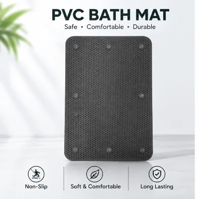 Dark Gray Hollow Mesh PVC Bath Mat Non Slip Shower Mat With Suction Cups Soft Anti-slip Quick Dry Bathtub Mat for Bathroom