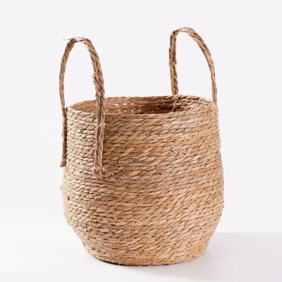 Chinese Multi-functional Sea Grass Basket Hand-woven With Straw, With Toy and Miscellaneous Items Handle
