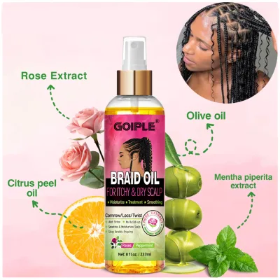 Wholesale Shea Butter Hair Braid Oil With Olive Oil Treat Itchy Scalp Anti-Frizz Repair Damage Braids Detangler Oil Spray
