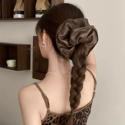 Simple Large Pu Large Brand Hair Scrunchies Hair Tie Women Hair Ponytail Holder Scrunchies