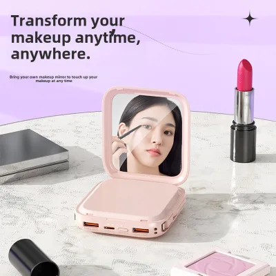 Super Fast Charging Compact Makeup Mirror Power Bank 10000 Mah Mini Mobile Power Supply Customizable Gift Mini 10000 Mah Power