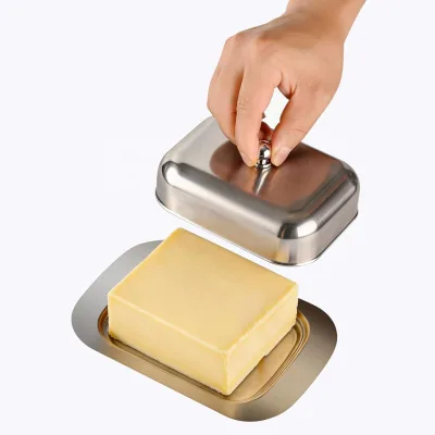 Non-Breakable Stainless Steel Butter Dish With Lid and Handle