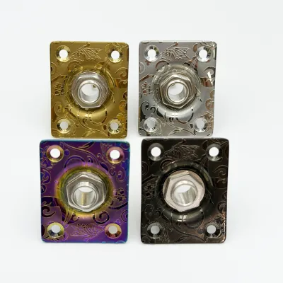 Wholesale Square Vintage Engraved Stainless Steel Guitar Output Jack With 4 Mounting Screws for Electric Guitar Bass Audio Jack