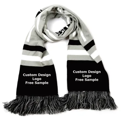 Customized Logo Jacquard Knitted Sport Club Soccer Football Fan Scarf Winter Scarves
