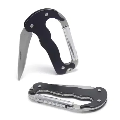 EDC Multifunction Camping Hook Tools Outdoor Survival Foldable Mini Stainless Steel Knife with Aluminum Carabiner