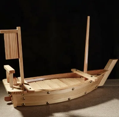 New Wooden Sushi Boat Wholesale Natural Bamboo Sushi Boat Seafood Restaurant Wooden Boat