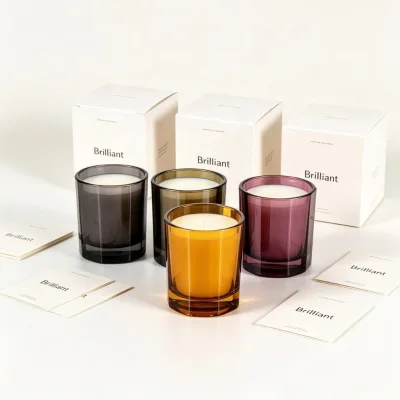 Wholesale Custom Color Empty Octagon 250ml Luxury Glass Candle Fragrance Jar for Living Room Dining Table Bedroom