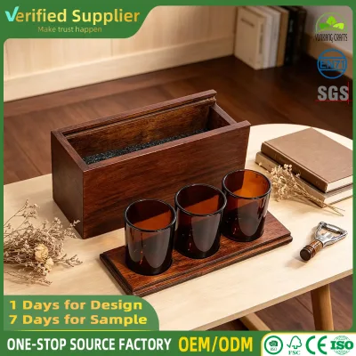 Premium Slide Lid Wooden Candle Jar Box Foam Inner Cushion Custom Logo for Scented Candle Gift Packaging
