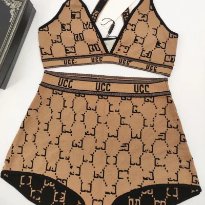 Women's Breathable Bikini Bathing Suit with Solid Triangle Shorts 2-Piece Swim