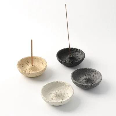Japanese Wabi Sabi Style Creative Concrete Hand-made Incense Holder & Tray Decorative Ash Catcher for Home Hotel Spa Wholesale