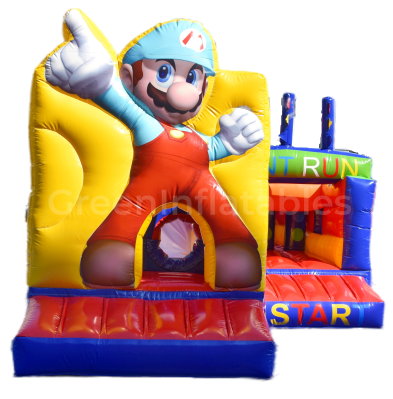 Bouncy Castle Combo Tobogan Sec Gonflable Mario Chateau
