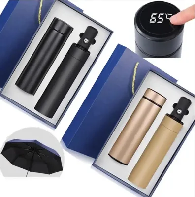 2025 Temperature Display Stainless Steel Vacuum Flask Cup Mug Bottle Thermoses Folding Umbrella With Customer