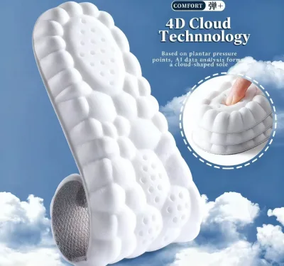4D Thickened PU Foam Orthotic Insoles, High-Elastic Shock-Absorbing Arch Support for Men's Sports Training
