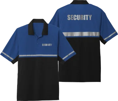 100% Polyester Two Tone Mens Short Sleeve High Quality Custom Made Reflective logo Hi Vis Safety Security Polo Shirt
