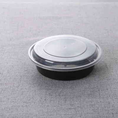 Wholesale Haizhuoli Disposable Black Plastic Round Bowls with Lid Recyclable Good Durability Hygienic & Low-Cost