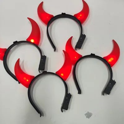 Luminous Large Horn Glitter Headband Imp Headband for Concert Parties Halloween Easter Christmas-Glow-in-the-Dark Headwear