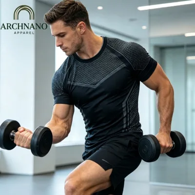 OEM/ODM Men's Compression Tees Seamless Workout Gym Top High Quality Nylon Fabric Gym Shirts Custom logo Gym Clothing