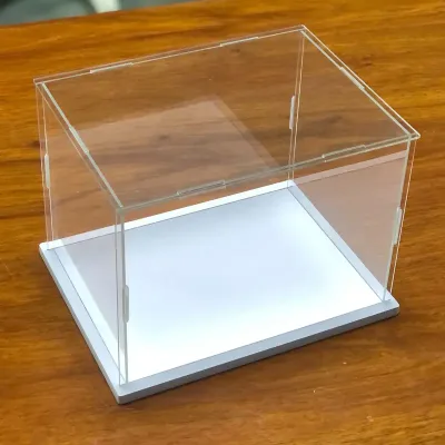 Custom White Base Assemble Clear Bulk Acrylic Boxes for Collectibles Action Figures Display