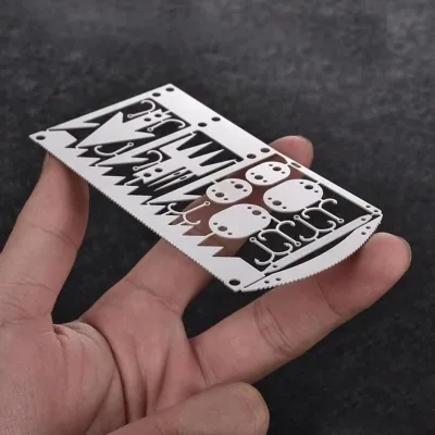 Survival Tool Card-Multi-Purpose Tactical Pocket Tool Stainless Steel Collapsible Fire Blowing Stick Durable 13cm for Hunting