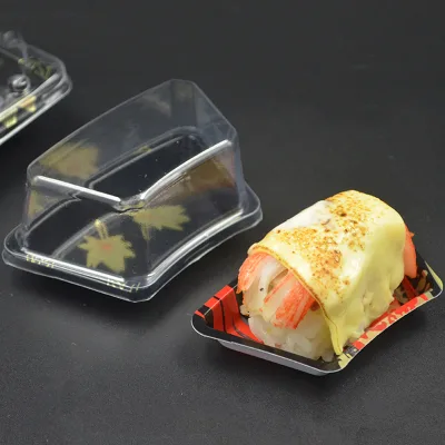 Single Sector Shape Sushi Packaging Box PP/PET Disposable Containers Anti-fog Lid for Miniature Cakes Small Hamburger Juice