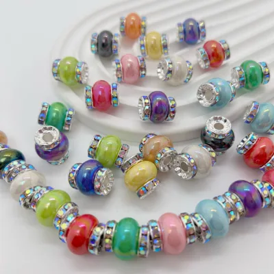 "Acrylic Gold Loose Beads DIY Diamond Wheel Spacer Jewelry Accessories"