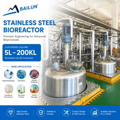 316L Stainless Steel Bioreactor Fermenter with Automated PLC CIP SIP System for Industrial Large Scale Microbial Culture