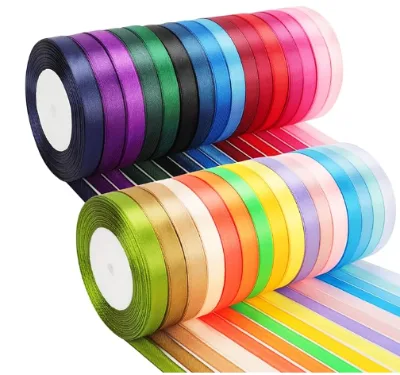 1cm Colorful Polyester Satin Ribbon Plain Dyed for Gift-Wrapping Hair-Braiding & Cake Decoration