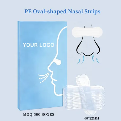 High Quality PE Oval-shaped Nasal Strips Hypoallergenic 60*22MM Nasal Congestion Relief 3-Year Shelf Life Custom Package CE