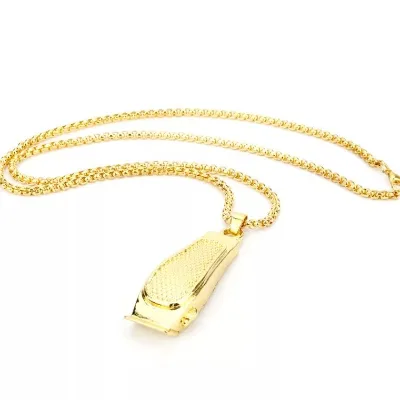 Men's Barber Pendant Necklace Stainless Steel Fashion Haircut Razor Shaver Silver Necklace for Men Box Chain
