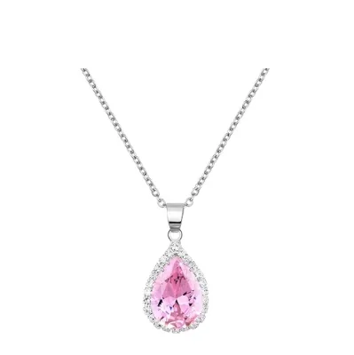 Wholesale Custom 925 Sterling Silver Gold Plated Water Drop Pendant Necklace Link Chain Claw Setting Classic Elegant Fine