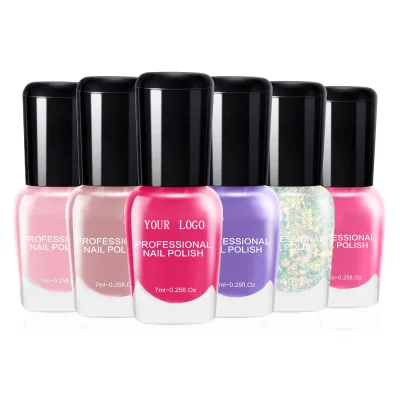 Custom Logo Pink Glossy Toenail Polish Glitter Quick Dry Kit Fingernail Nail Polish Set Gifts for Women