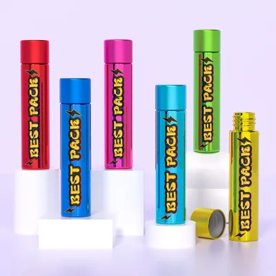 Wholesale Custom Childproof Glass Tubes 115mm 120mm with Aluminum Screw Cap for Pill Herb  Glass Storage Tube with Logo Printing
