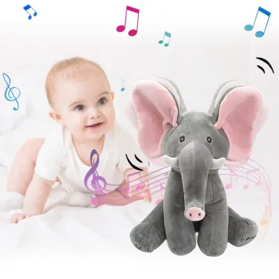 Creative New Peekaboo Elephant Cover Eyes Baby Elephant Can Sing and Play Music to Soothe Elephant Plush Toy