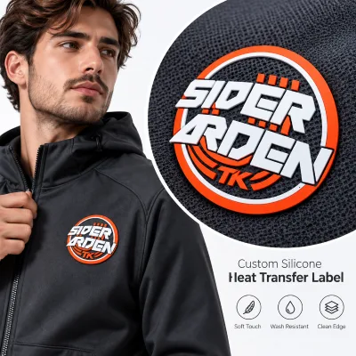 Wholesale Custom Round Silicone Label 3D Raised Logo Soft Touch Wash Resistant for Hoodies and Garment Apparel