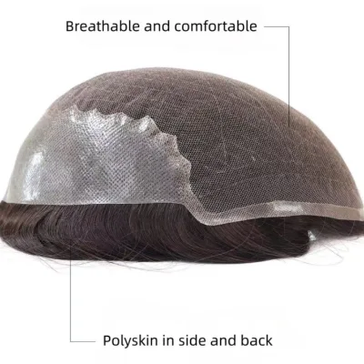 Factory Directly Q6 Toupee Lace and PU Hot Selling Q6 Men's Indian Remy Hair Toupee Wig Lace Closure with PU Around Toupee