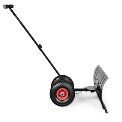 Snow Shovel for Driveway Doorway Heavy Duty Metal Snow Pusher with Adjustable Height Angle Anti-Skid Wheels