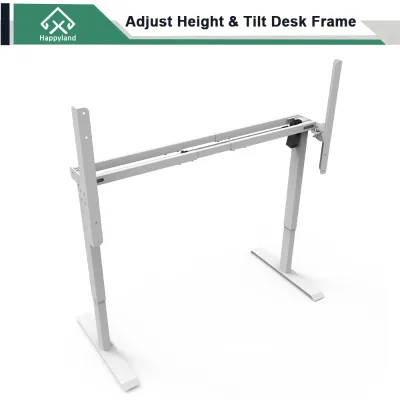 Electric Height Adjustable Standing Desk Frame with 0-90 Degree Angle Fliping Design for Tilting Desk