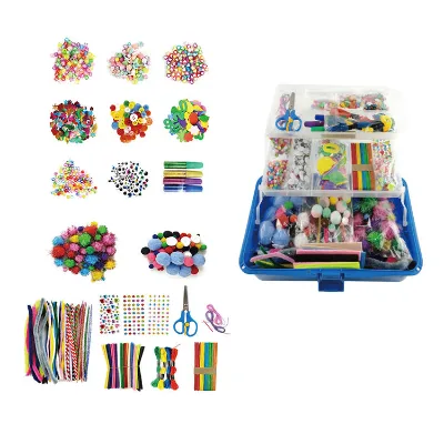 1500+ Pcs Colorful Plastic Art and Craft Supplies All in One Educational DIY Kids Crafting Kit for Ages 4-6 Handmade Projects