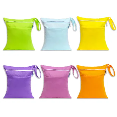 Custom Low Price Baby Wet Bags Cloth Diaper Washable Reusable Waterproof Wet Dry Bag Dry and Wet Separation Bag
