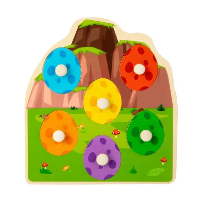 CE Montessori Wood Puzzles Dinosaur Match Eggs Peg Toys for Preschool Learning Activities Easter Birthday Gifts  for Boys Girls