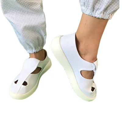 Factory Direct Four-Hole Canvas PU Outsole ESD Shoes Anti-Static Cleanroom Working Foot Protection