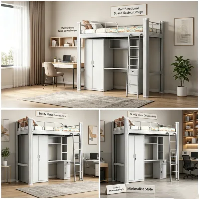 Modern Design Metal Bed Twin Metal bed Paired Structure for Hotel Guest Room Youth Dorm and Shared Living Accommodation