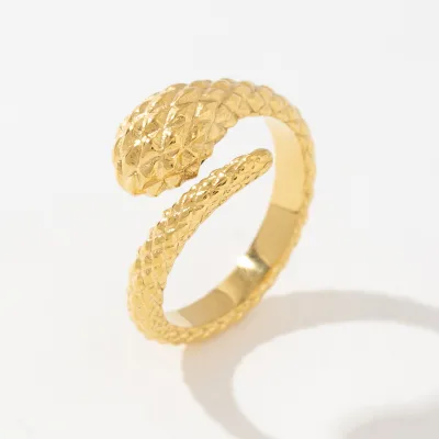 Creative Realistic Design 18K Gold Stainless Steel Animal Open Adjustable Snake Rings for Women Gifts