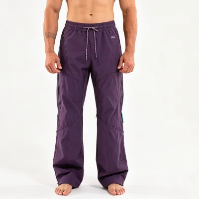 Men Mid Rise Elastic Waist Multi Pocket Trousers,Outdoor Long Pants for Mountain Hiking Sports,OEM Custom Logo Available