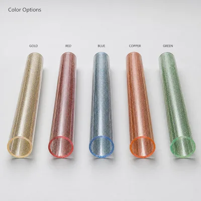Clear Acrylic Tube PMMA Extruded Round Pipe Custom Length Color Infused Glitter Tube for Decorative Pendant Lamp Wholesale
