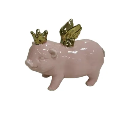Hand Painted Ceramic Pig Piggy Bank with Wings, 18.5 cm Gifts & Crafts