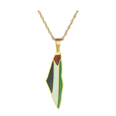 Enameled Stainless Steel Elegant Palestine Necklace Map Pendant Wholesale Palestine National Flag Charm Palestine Necklace