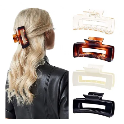 Wowei Custom Logo Fine Large Plastic Hairclip Clear Alligator Hair Claw for Girl Woman Thick Hair Accessories