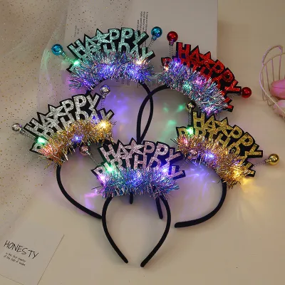 2024 New Glitter Headband Baby Shower Decoration Led Headband for Birthday Party Props