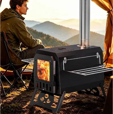 Outdoor All-in-one Camping Wood-burning Stove, Multi-functional Barbecue Grill, Suitable for Campfire Cooking, Etc.